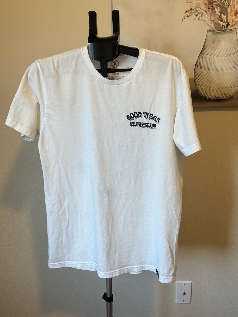 Represent Ltd. "Good Vibes" Beach Premium Graphic Tee - White - Size Large